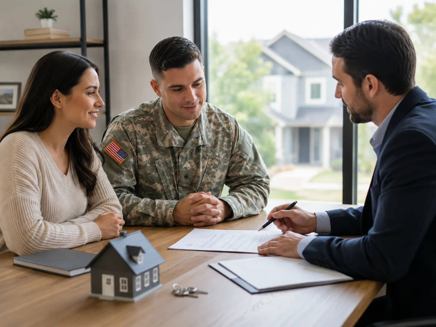 VA loan specialist helping a military borrower understand home financing